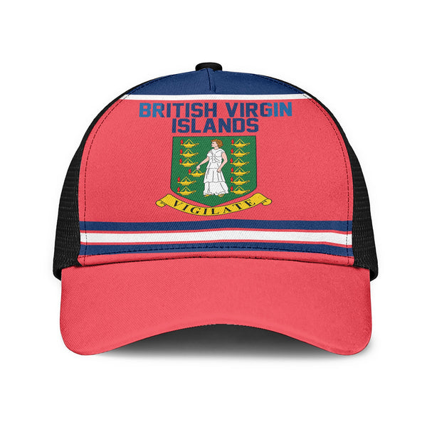 British Virgin Islands Mesh Back Cap Flag & Coat Of Arms Hockey Style