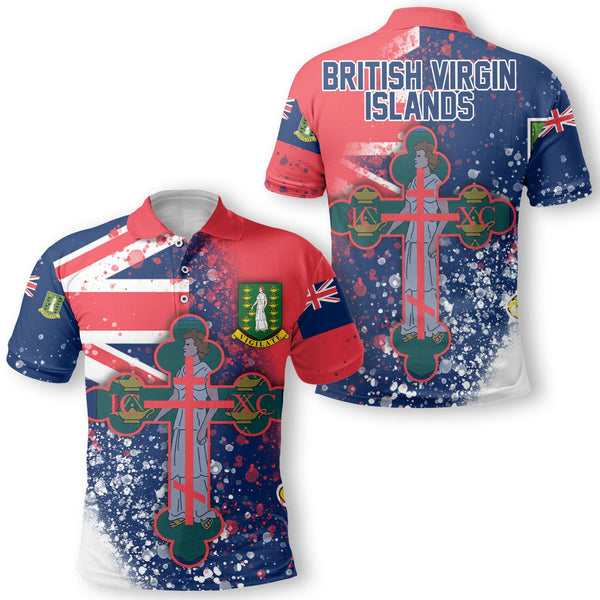 British Virgin Islands Polo Shirt Flag & Coat Of Arms Orthodox Style