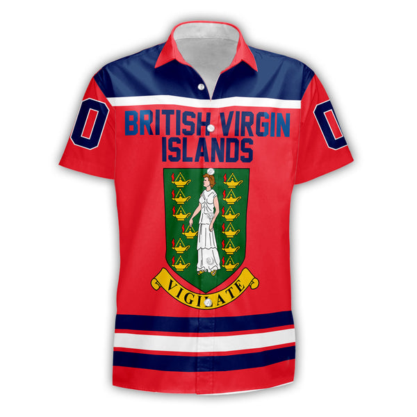 British Virgin Islands Short Sleeve Shirt Flag & Coat Of Arms Hockey Style