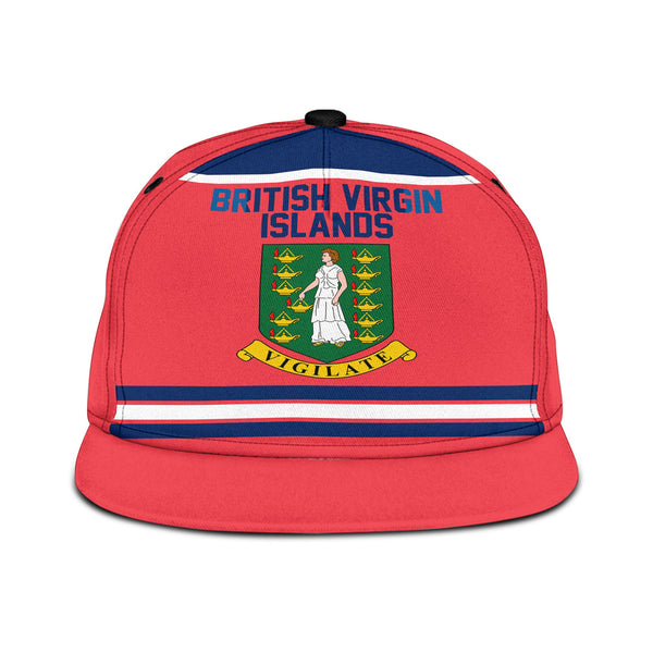 British Virgin Islands Snapback Hat Flag & Coat Of Arms Hockey Style