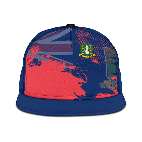 British Virgin Islands Snapback Hat Flag & Coat Of Arms Paint Style