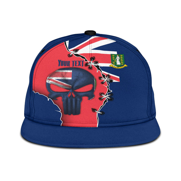 British Virgin Islands Snapback Hat Flag & Coat Of Arms Skull Style