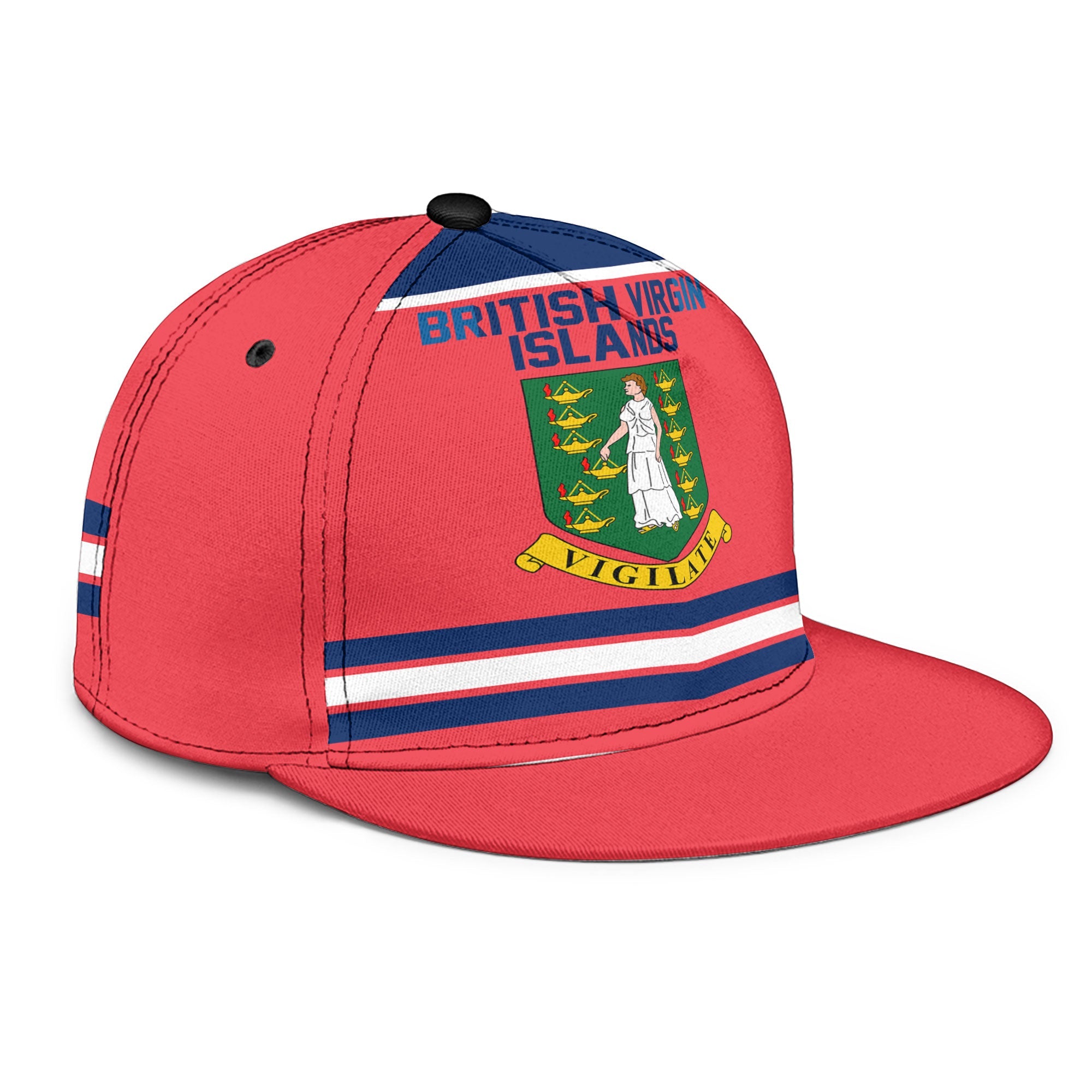 British Virgin Islands Snapback Hat Flag & Coat Of Arms Hockey Style