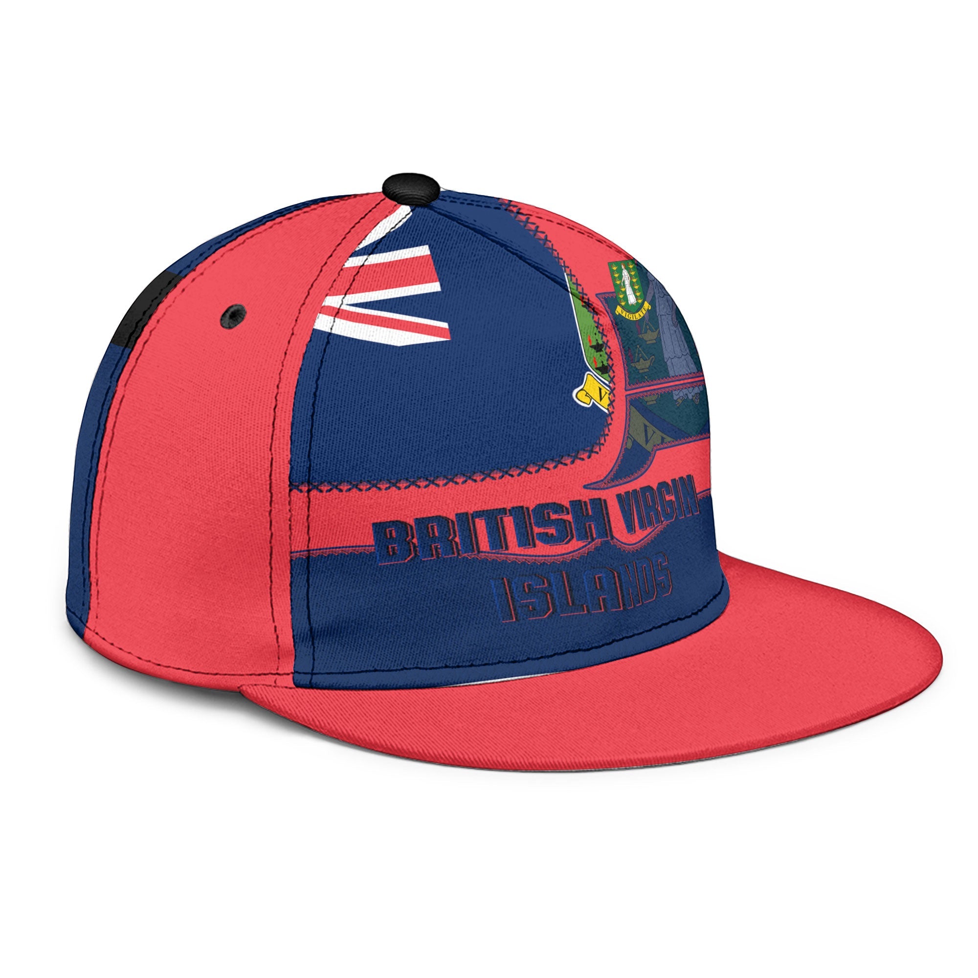 British Virgin Islands Snapback Hat Flag & Coat Of Arms Leather Style