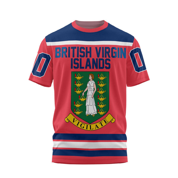 British Virgin Islands T Shirt Flag & Coat Of Arms Hockey Style