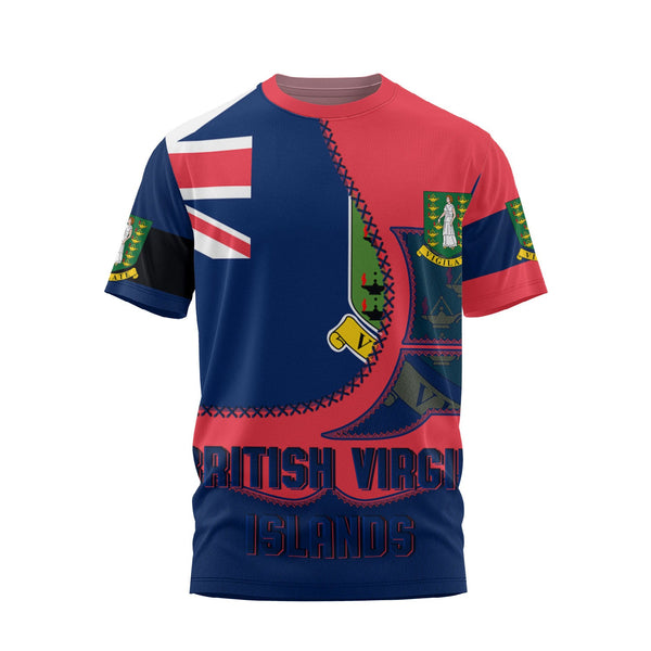 British Virgin Islands T Shirt Flag & Coat Of Arms Leather Style