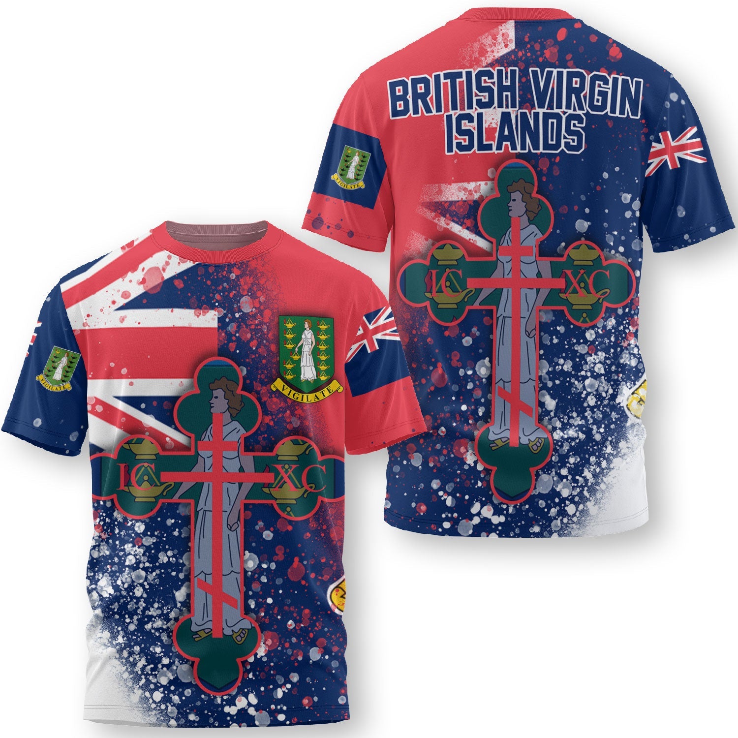 British Virgin Islands T Shirt Flag & Coat Of Arms Orthodox Style