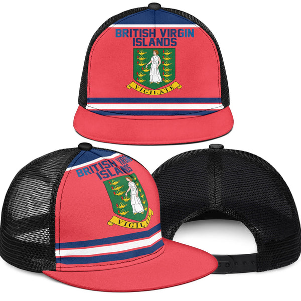 British Virgin Islands Trucker Hat Flag & Coat Of Arms Hockey Style