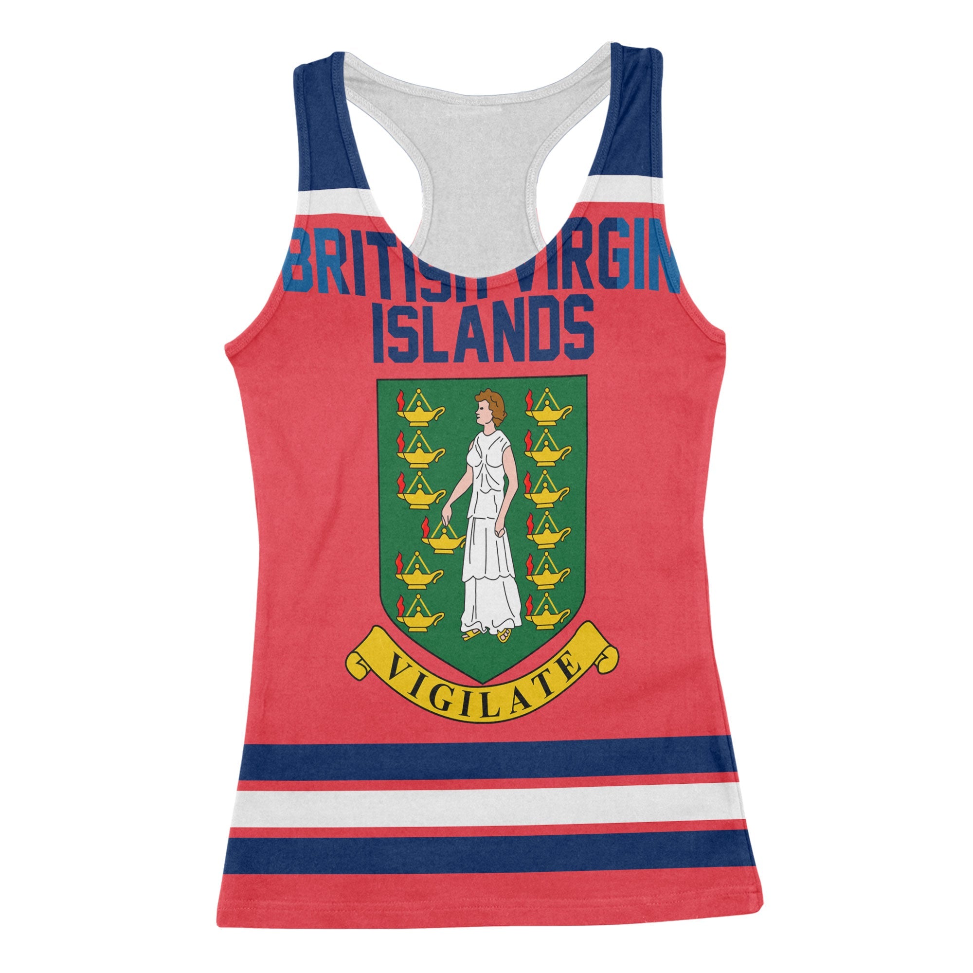 British Virgin Islands Women Tank Top Flag & Coat Of Arms Hockey Style