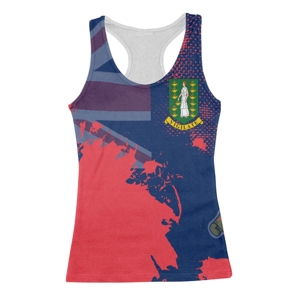 British Virgin Islands Women Tank Top Flag & Coat Of Arms Paint Style