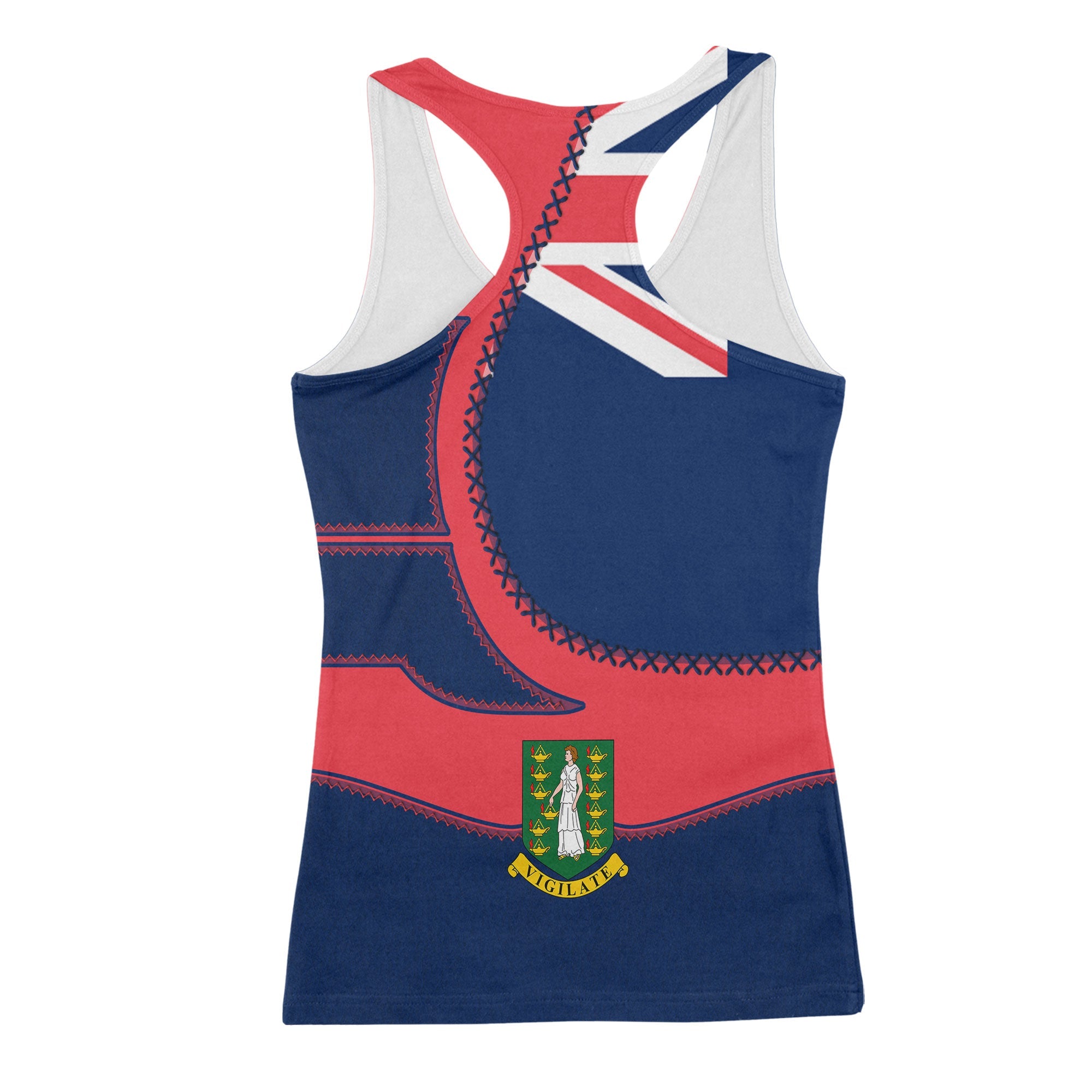 British Virgin Islands Women Tank Top Flag & Coat Of Arms Leather Style