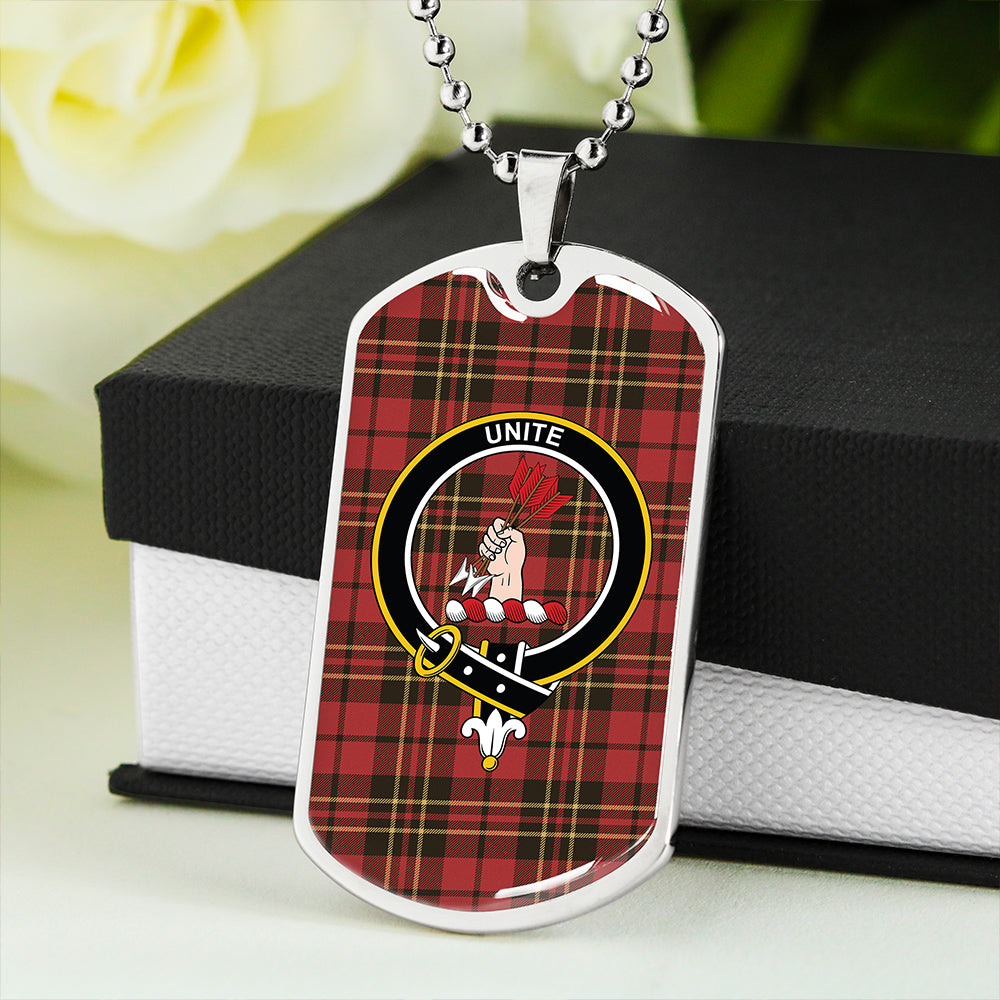 Brodie Red Weathered Clan Badge Classic Tartan Dog Tag Necklace