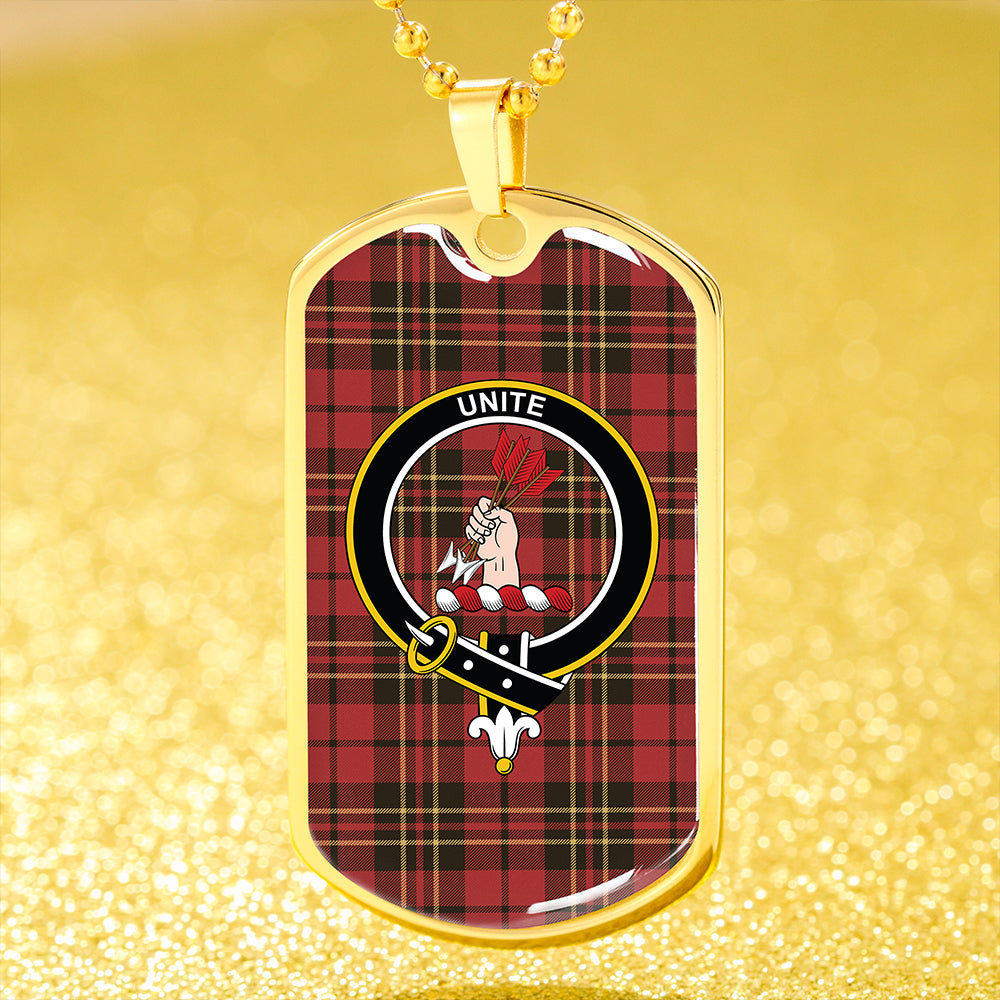 Brodie Red Weathered Clan Badge Classic Tartan Dog Tag Necklace