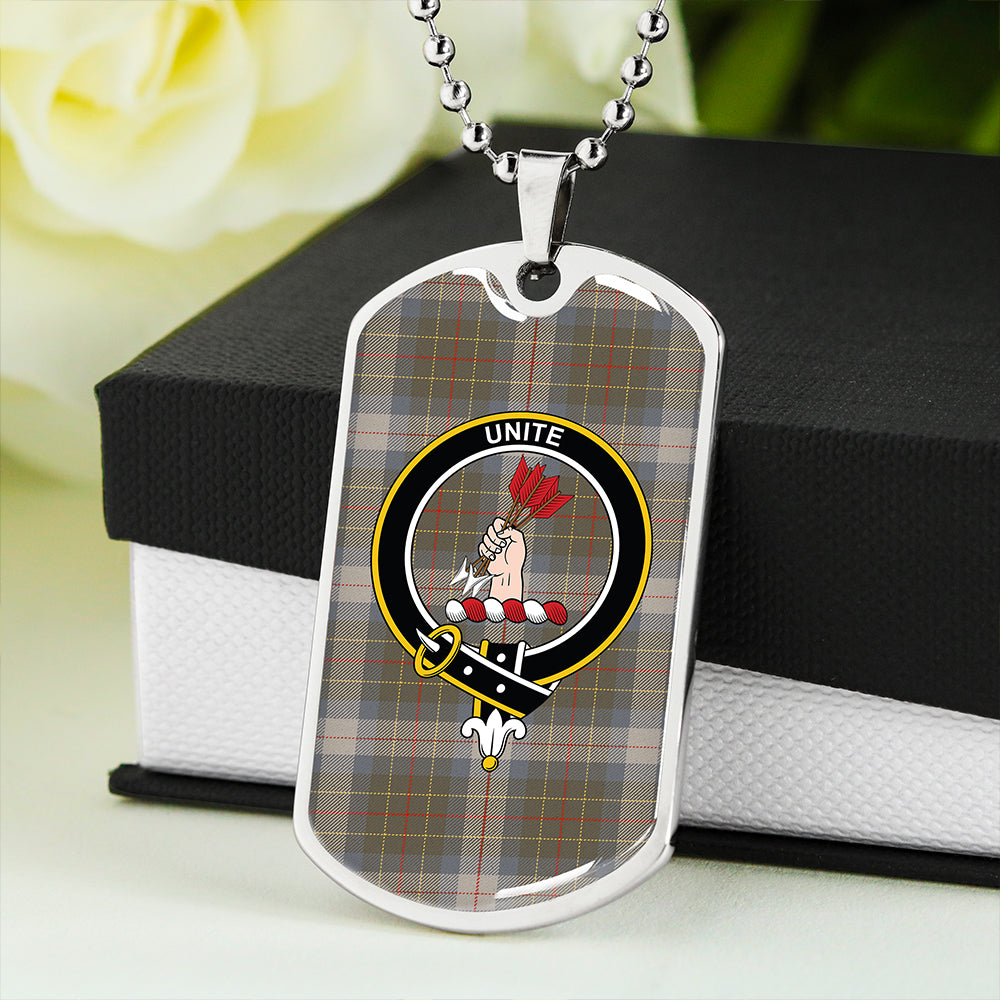 Brodie Silver (Brodie Muted) Ancient Clan Badge Classic Tartan Dog Tag Necklace