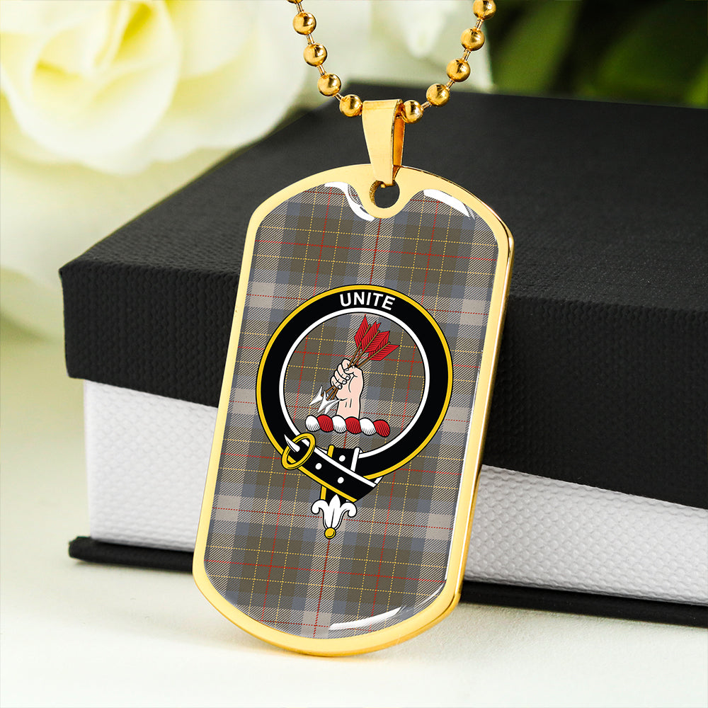 Brodie Silver (Brodie Muted) Ancient Clan Badge Classic Tartan Dog Tag Necklace