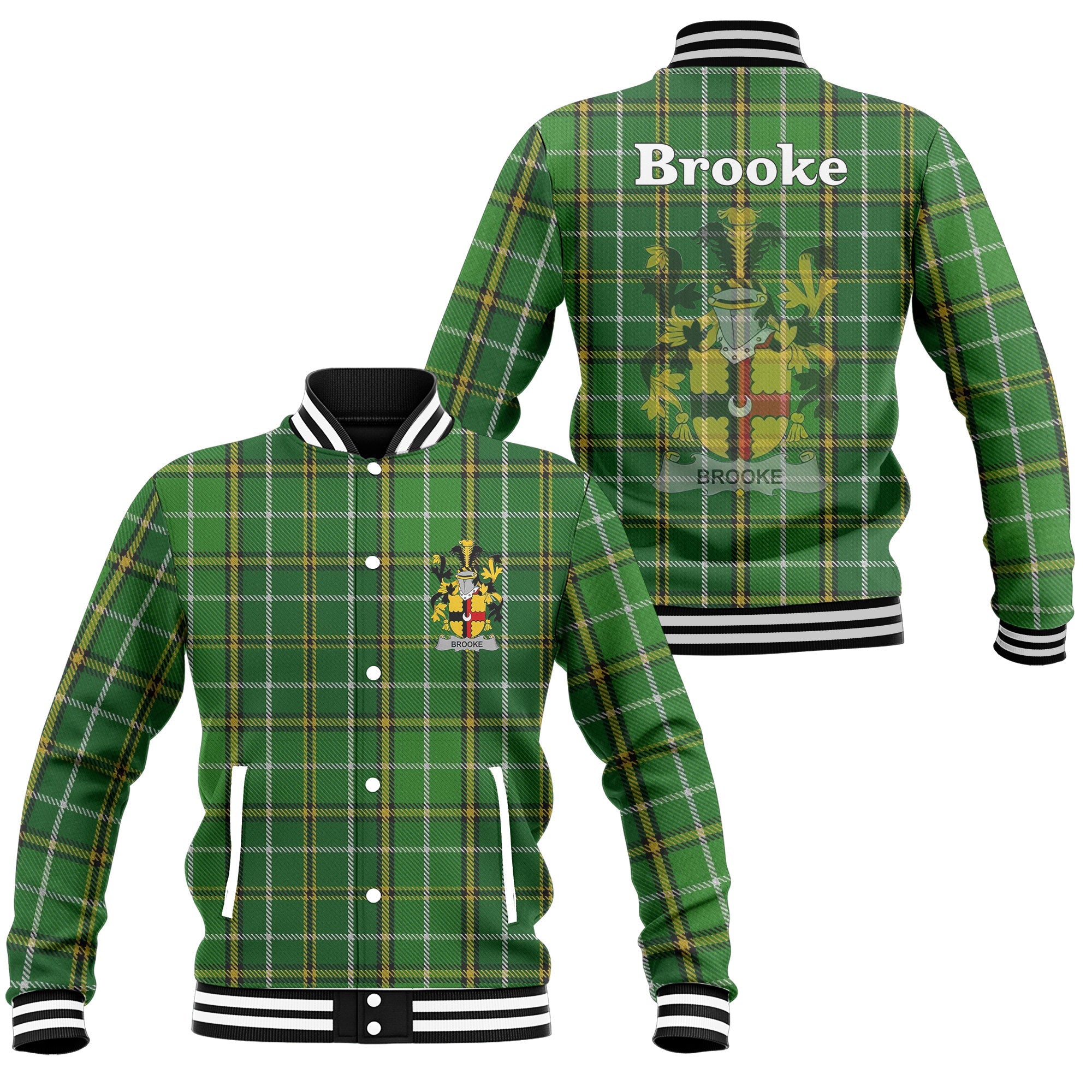 Brooke Family Baseball Jacket Irish National Plaid & Crest Style – To ...