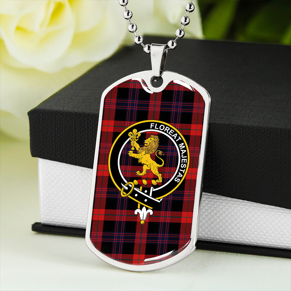 Brown (Broun) Modern Clan Badge Classic Tartan Dog Tag Necklace