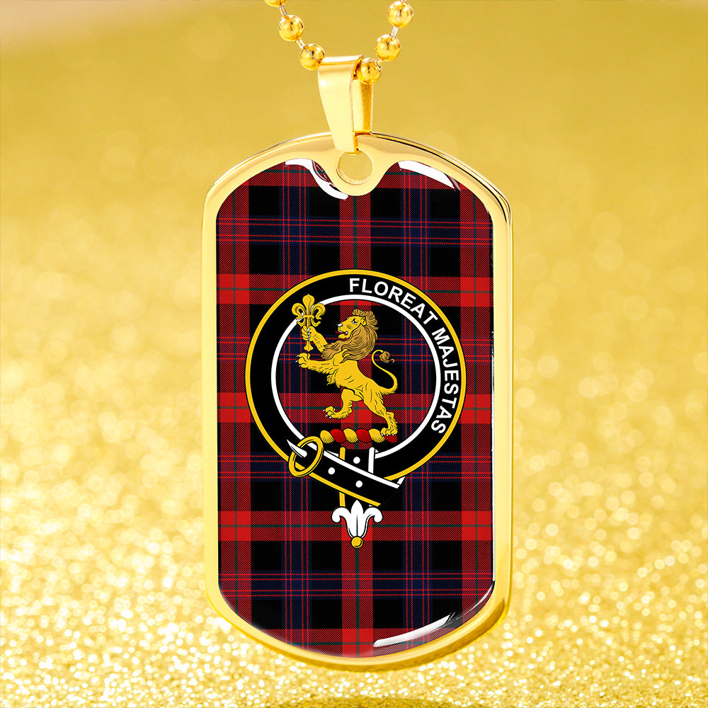 Brown (Broun) Modern Clan Badge Classic Tartan Dog Tag Necklace
