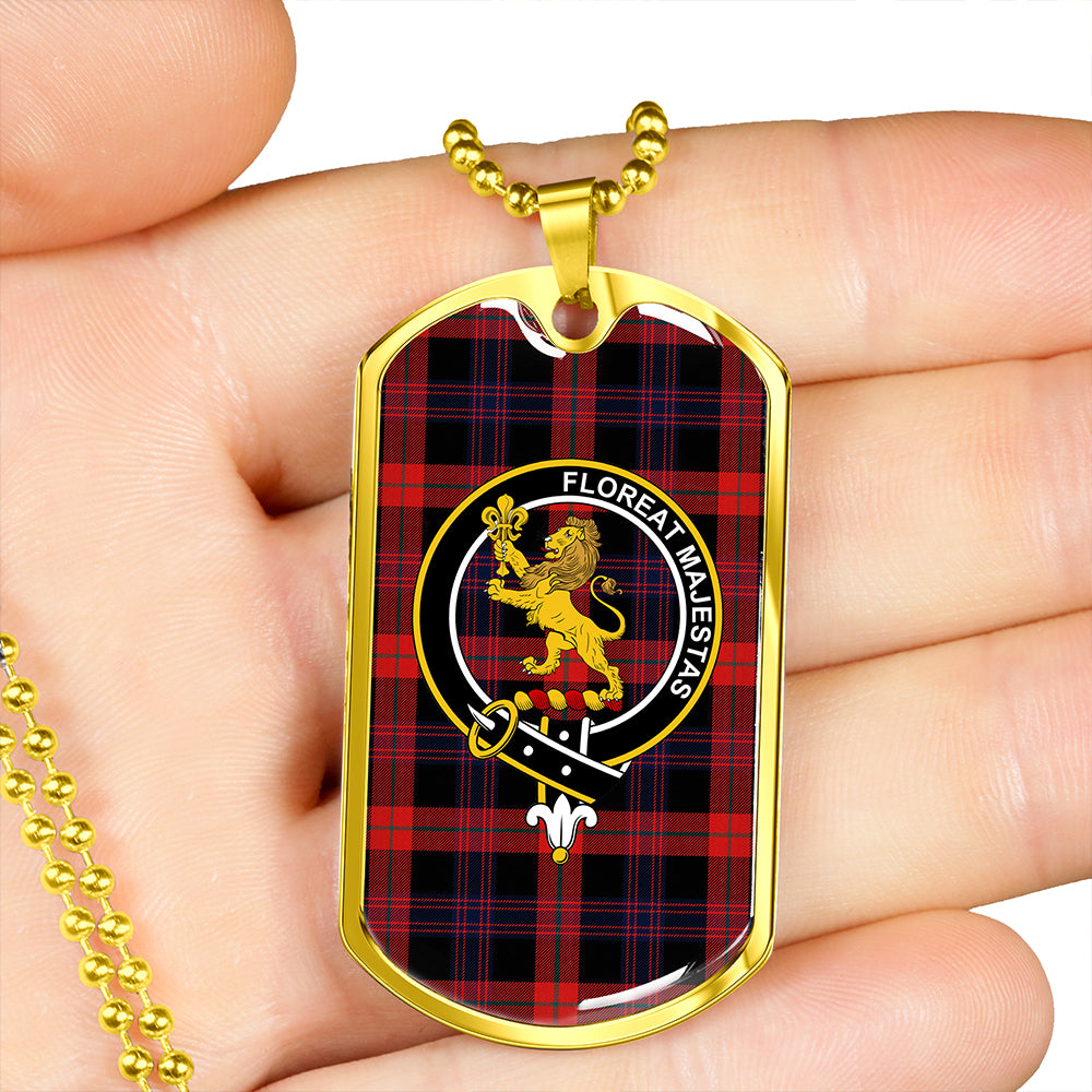 Brown (Broun) Modern Clan Badge Classic Tartan Dog Tag Necklace