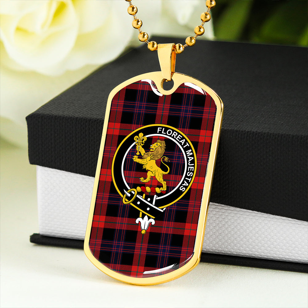 Brown (Broun) Modern Clan Badge Classic Tartan Dog Tag Necklace
