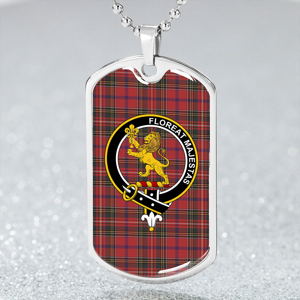 Brown of Castledean (Broun of Castledean) Weathered Clan Badge Classic Tartan Dog Tag Necklace
