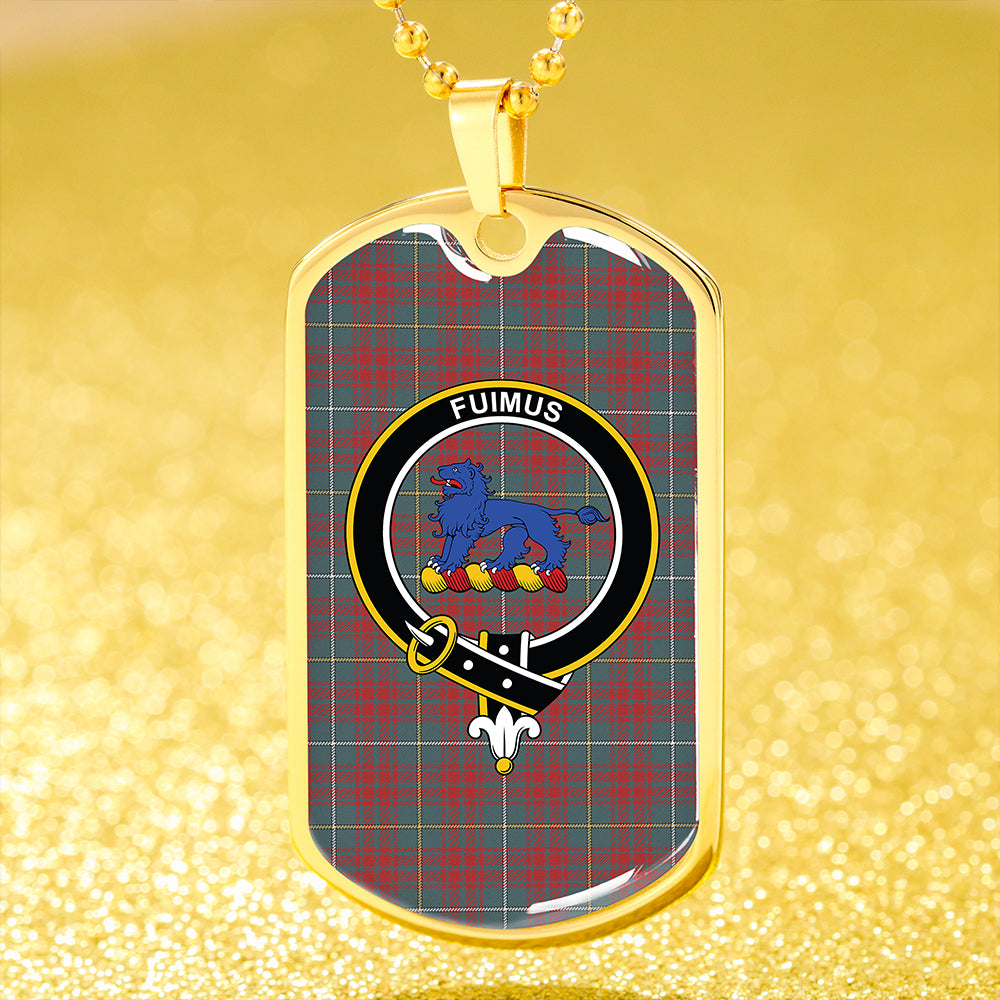 Bruce Hunting Weathered Clan Badge Classic Tartan Dog Tag Necklace