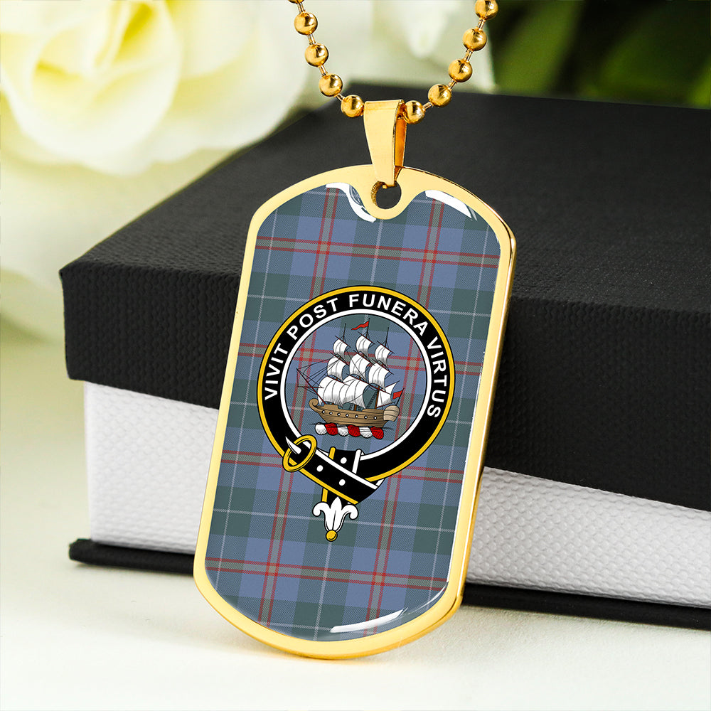 Bryson 1988 Weathered Clan Badge Classic Tartan Dog Tag Necklace