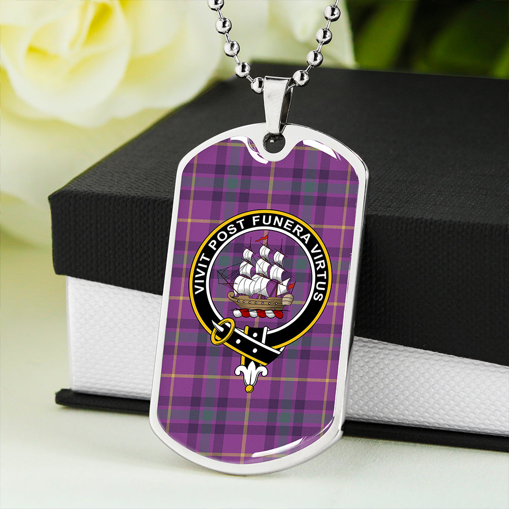 Bryson 2000 Weathered Clan Badge Classic Tartan Dog Tag Necklace