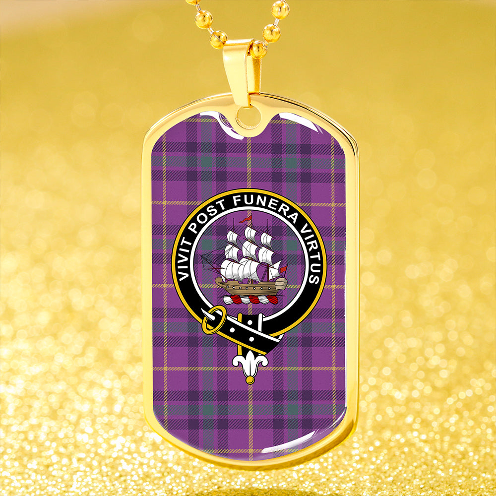 Bryson 2000 Weathered Clan Badge Classic Tartan Dog Tag Necklace