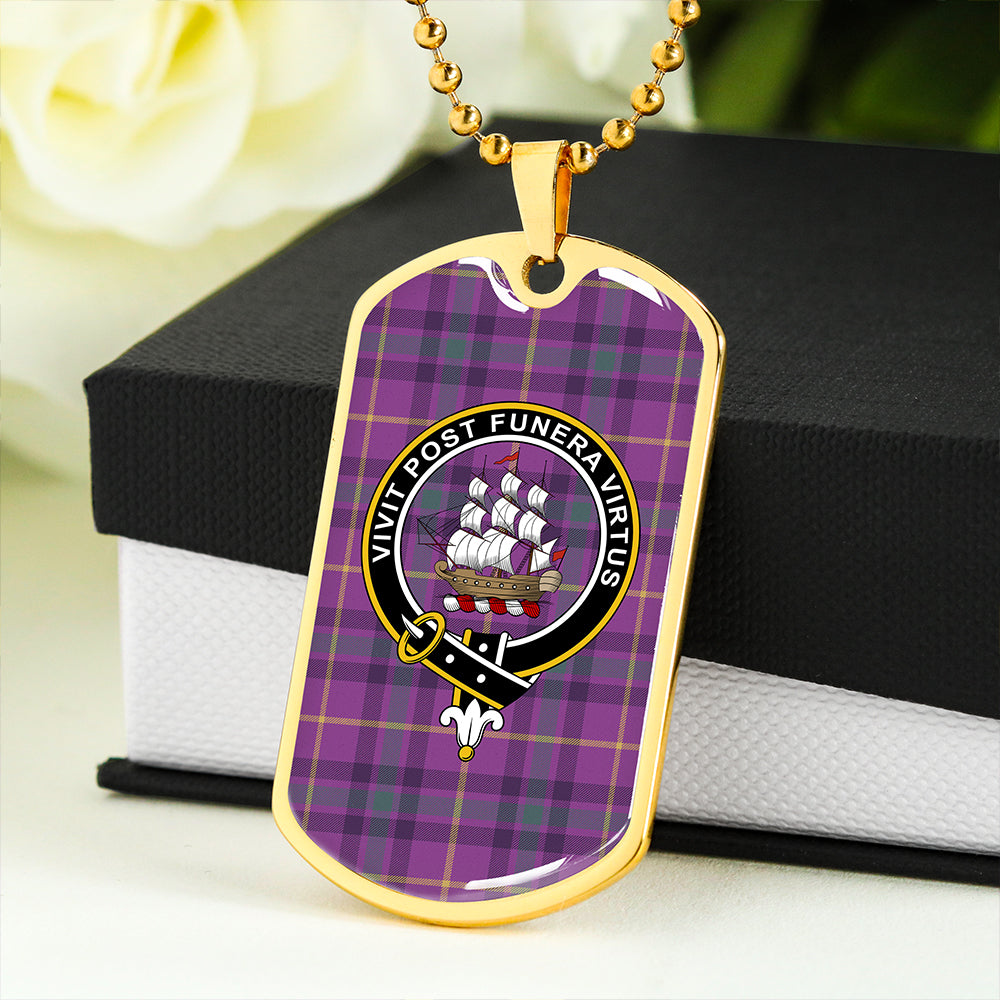 Bryson 2000 Weathered Clan Badge Classic Tartan Dog Tag Necklace