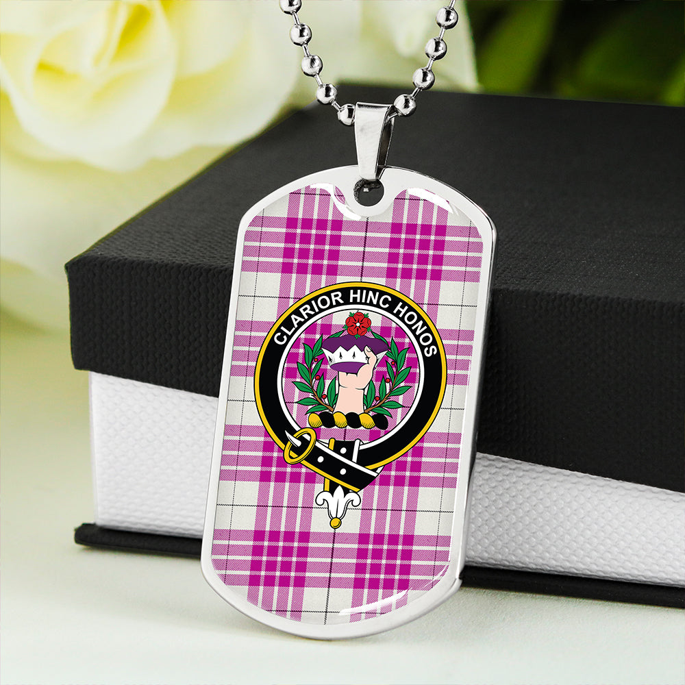 Buchanan Cerise #1 Special Modern Clan Badge Classic Tartan Dog Tag Necklace