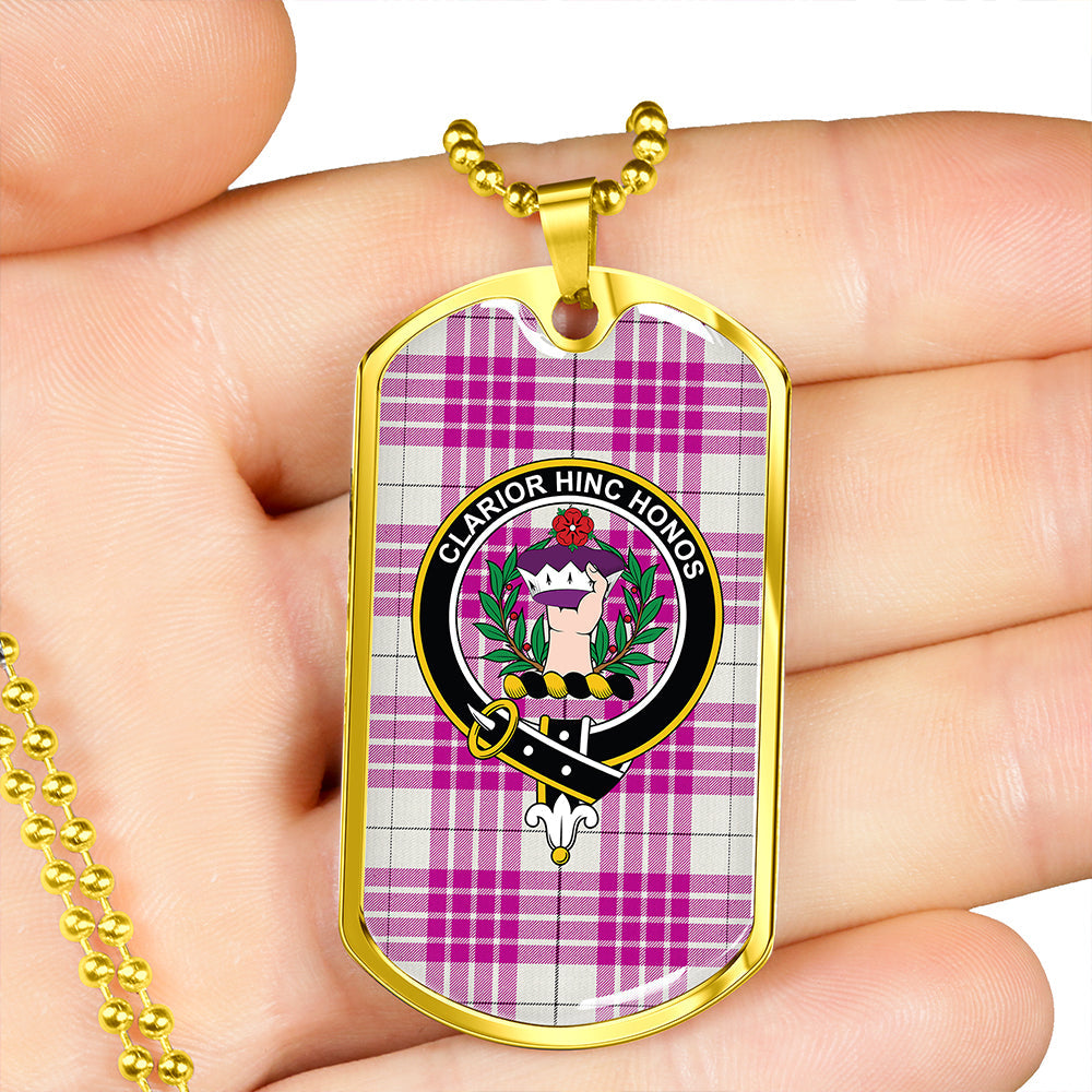 Buchanan Cerise #1 Special Modern Clan Badge Classic Tartan Dog Tag Necklace