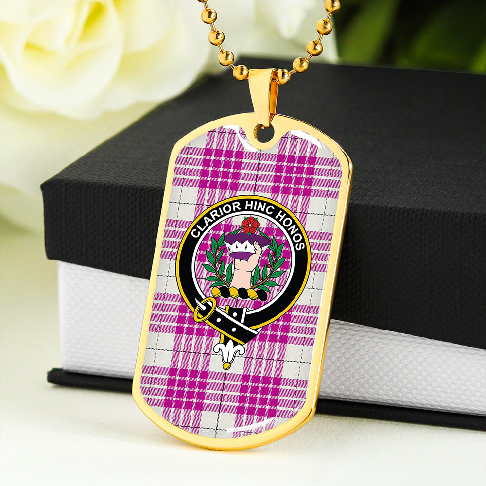 Buchanan Cerise #1 Special Modern Clan Badge Classic Tartan Dog Tag Necklace