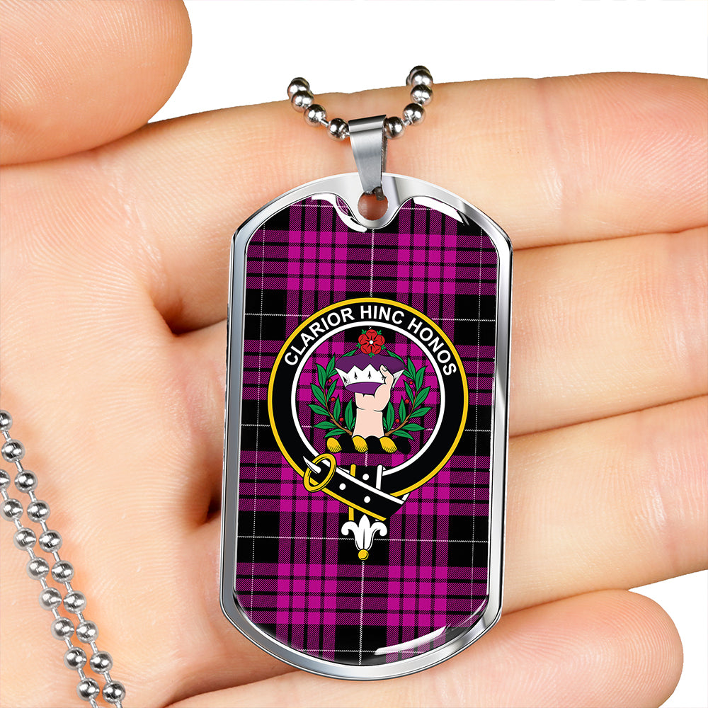 Buchanan Cerise #2 Special Modern Clan Badge Classic Tartan Dog Tag Necklace