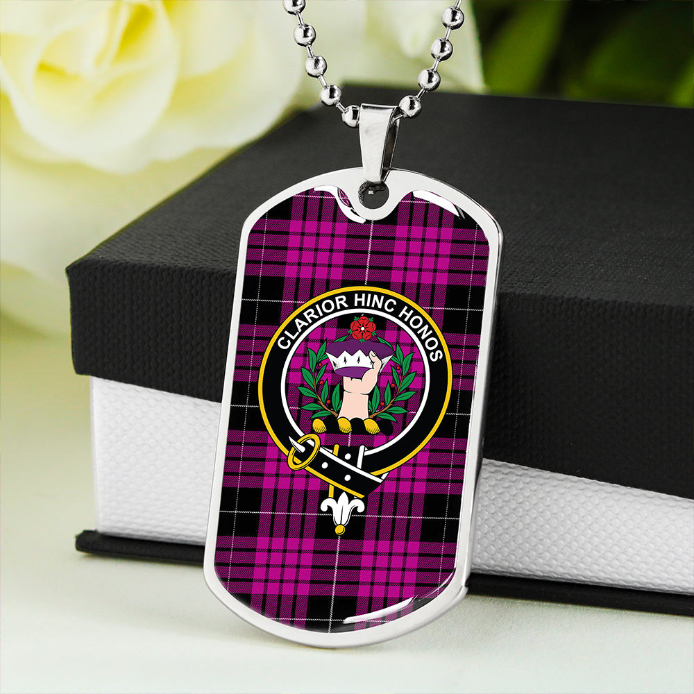 Buchanan Cerise #2 Special Modern Clan Badge Classic Tartan Dog Tag Necklace