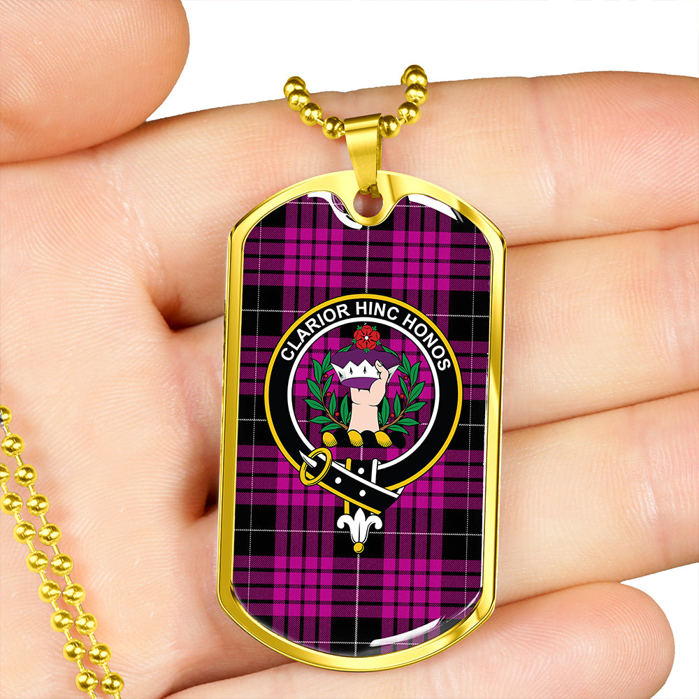 Buchanan Cerise #2 Special Modern Clan Badge Classic Tartan Dog Tag Necklace
