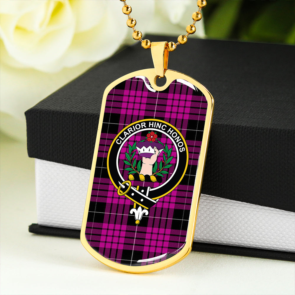 Buchanan Cerise #2 Special Modern Clan Badge Classic Tartan Dog Tag Necklace