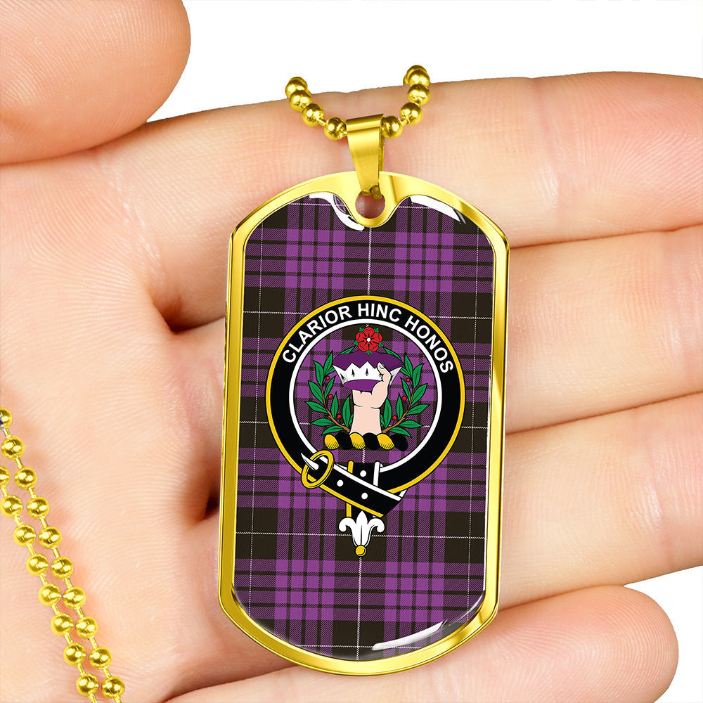 Buchanan Cerise #2 Special Weathered Clan Badge Classic Tartan Dog Tag Necklace