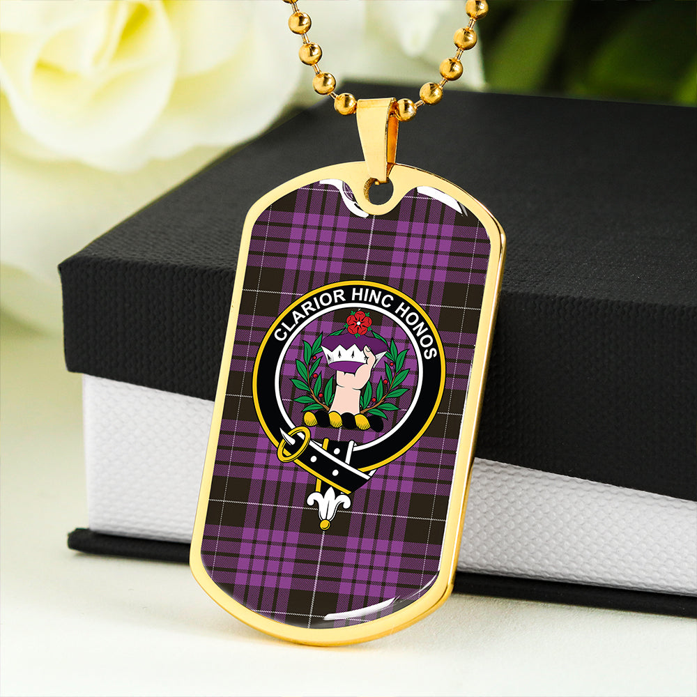 Buchanan Cerise #2 Special Weathered Clan Badge Classic Tartan Dog Tag Necklace