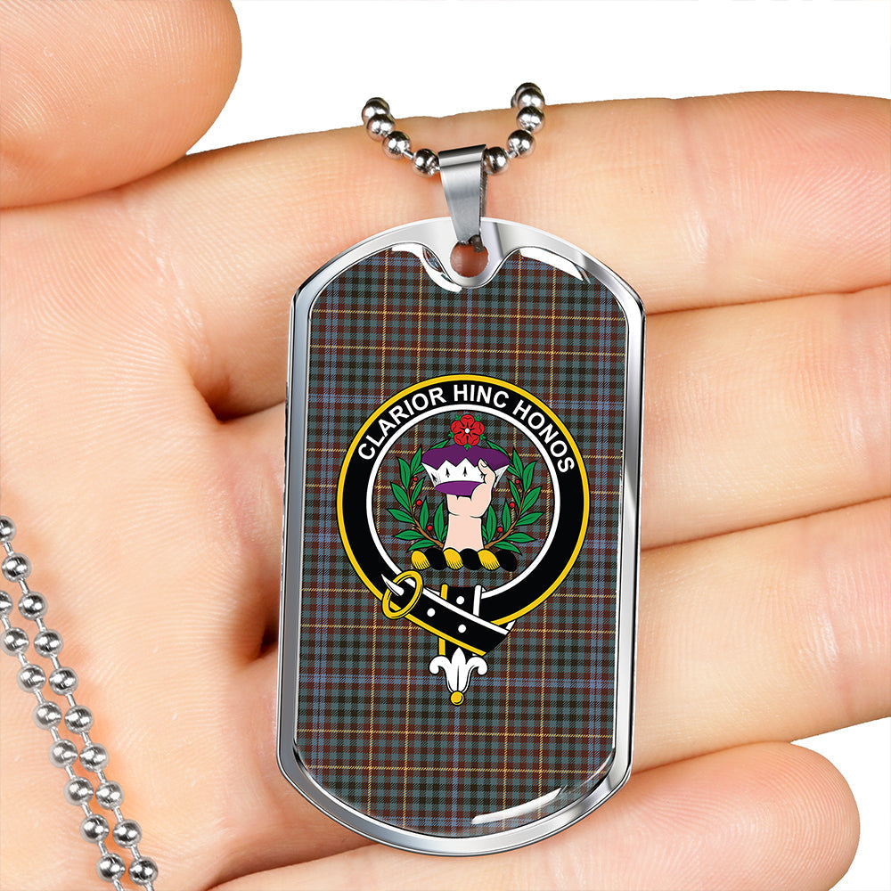 Buchanan Hunting #4 Weathered Clan Badge Classic Tartan Dog Tag Necklace