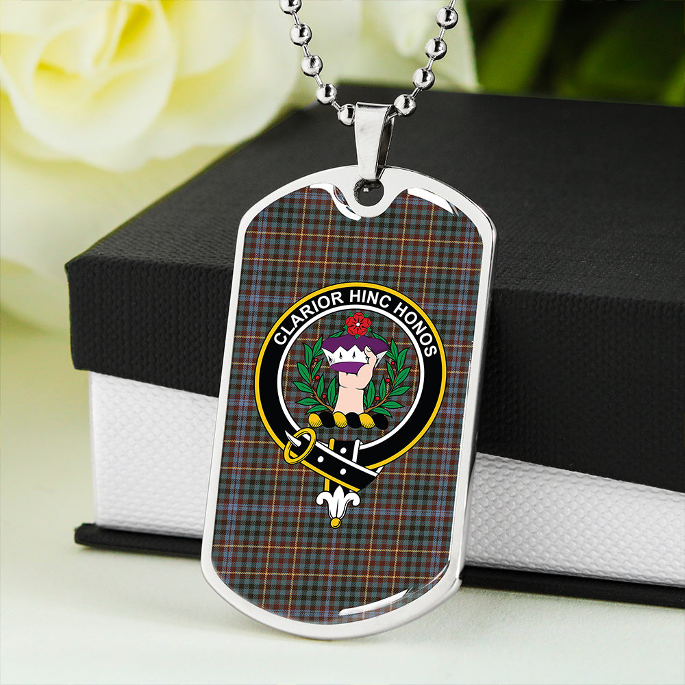 Buchanan Hunting #4 Weathered Clan Badge Classic Tartan Dog Tag Necklace