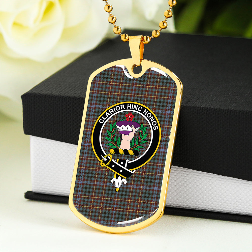 Buchanan Hunting #4 Weathered Clan Badge Classic Tartan Dog Tag Necklace