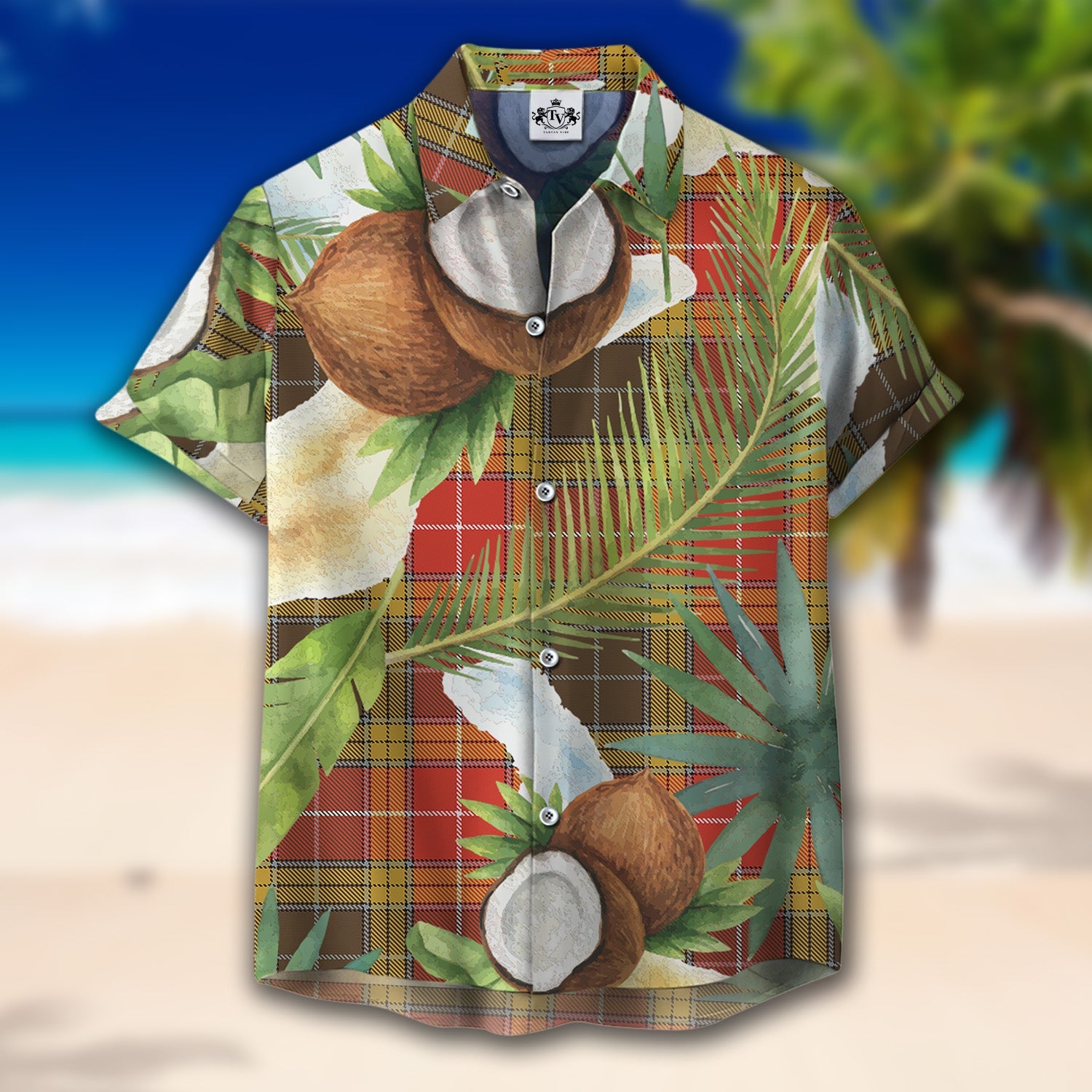 Scottish Tartan Buchanan Old Set Weathered Clan Hawaiian Shirt Hibiscus - Tropical Garden Style