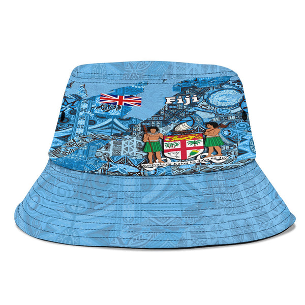 Fiji Flag & Coat Of Arms Bucket Hat