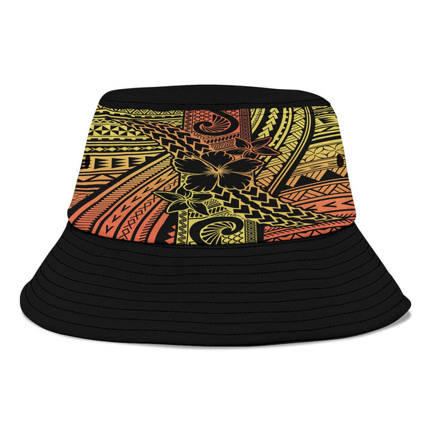 Hawaiian Reggae Bucket Hat Polynesian Hibiscus Style