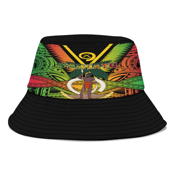 Vanuatu Bucket Hat Coat Of Arms Reggae Style