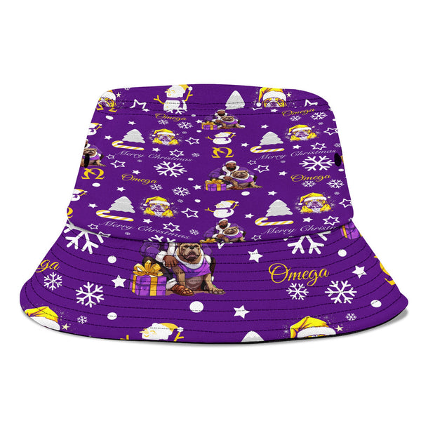 Fraternity Hat - OPP Christmas Bucket Hat Bulldog Purple Pattern Style