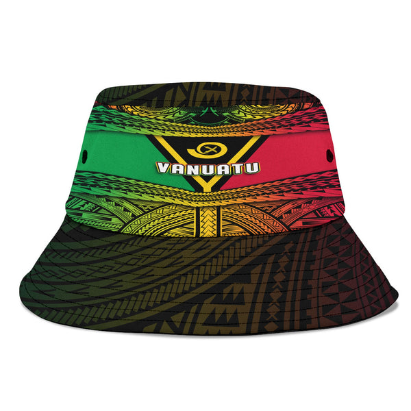 Vanuatu Flag & Coat Of Arms Bucket Hat Reggae Style