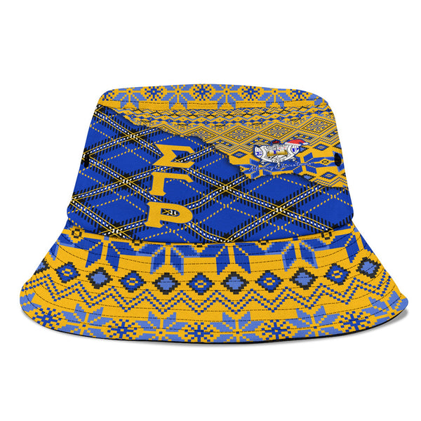 Sorority Hat - Christmas Sigma Gamma Rho Girl Bucket Hat Plaid Background Style