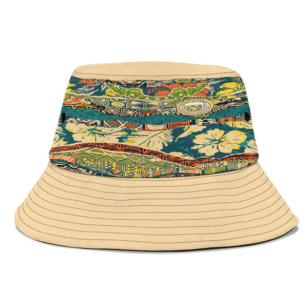 Hawaii Flag Bucket Hat Coat Of Arm Style